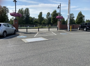 Picture of two ADA parking spaces located at Main Street and Pine Street